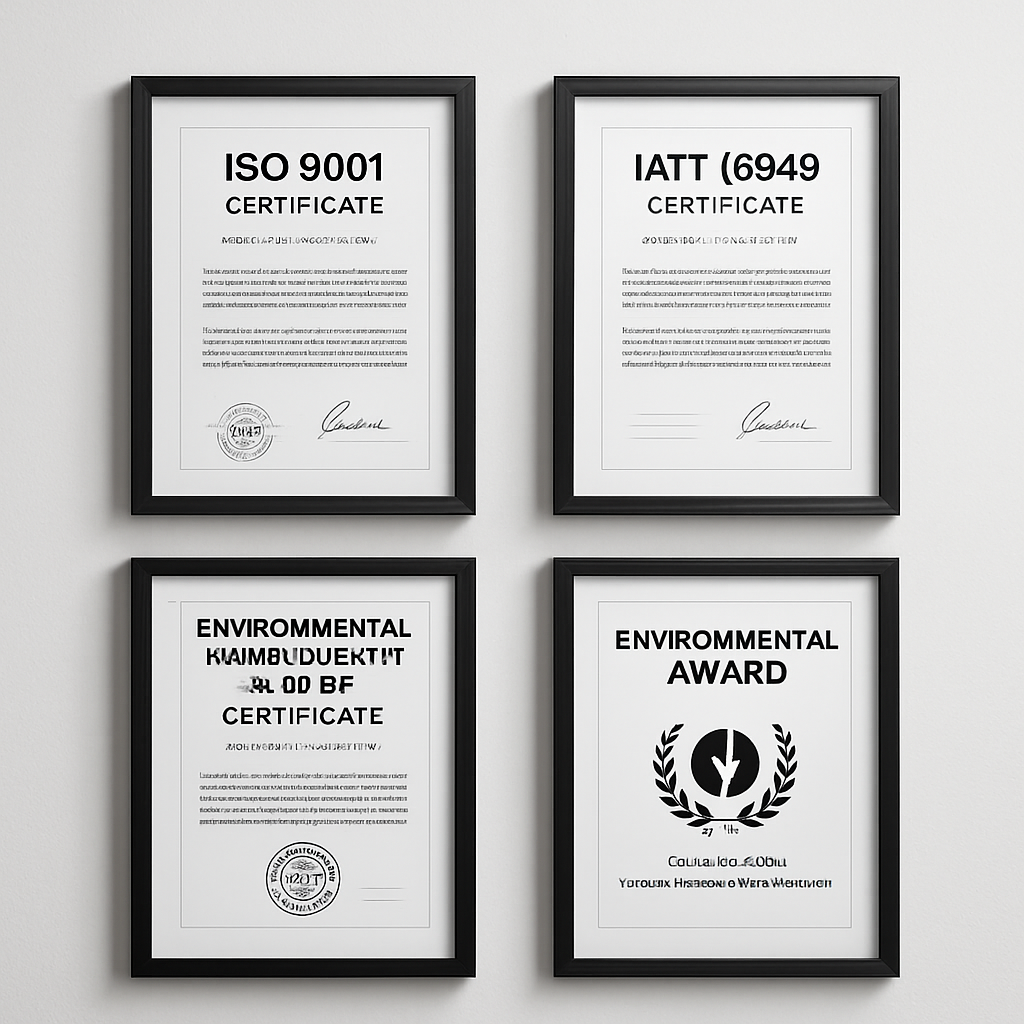 Quality certifications display