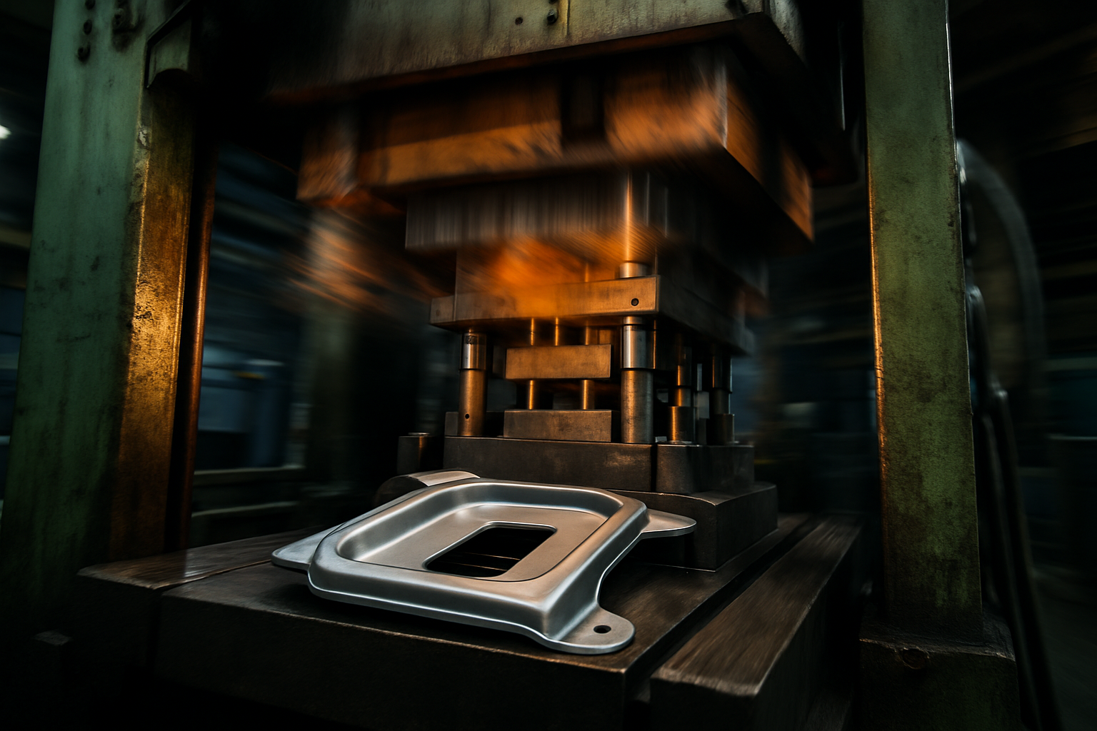 Stamping press in action